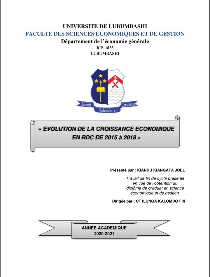 TFC Évolution de la croissance économique en RDC | congomemoire.net